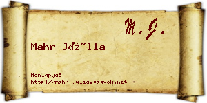 Mahr Júlia névjegykártya