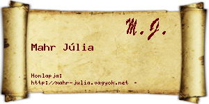 Mahr Júlia névjegykártya